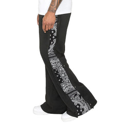 Hearujoy Spring Autumn Hip Hop Side Buckle Cashew Graphic Print Casual Pants For Men Drawstring Loose Straight Trousers Streetwear Male