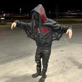 Hearujoy black men streetwear Autumn and Winter New Dark Rhinestone Letter Y2K Full Zipper Wings Clothes Retro Loose Hoodie Sweater