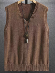 Hearujoy 100% Viscose Solid Color V-Neck Knit Tank Top - Casual Sleeveless Sweater, Skinny Fit, Stretch Fabric, 210g/m² - for Spring/Fall, Outdoor & Streetwear, Adult & Teen