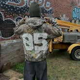 Hearujoy American style trendy letter embroidery camouflage pattern oversized hoodie men's Y2K street Harajuku loose zipper sweatshirt