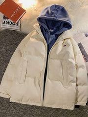 Hearujoy Two-piece PU leather quilted jacket with hood