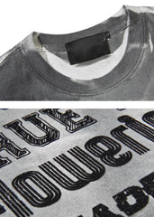 Hearujoy Vintage Oversized Washed Print Short Sleeve Top Unisex