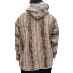 Hearujoy Vintage Ethnic Striped Knit Hooded Sweatshirt Men Fall Long Sleeve Big Pocket Hoodies Harajuku Top Pullover Coat Streetwear