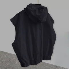 Hearujoy Oversized American Vintage Hooded Vest Men Sleeveless hooded Hoodie Spring Summer Silhouette Design Denim Shoulder Pads Tank Top