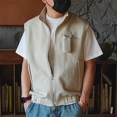 Hearujoy Oversized Men's Vest Double zipper Stand Collar Sleeveless Tank Tops Coat American INS Trendy High Street Loose Casual Waistcoat