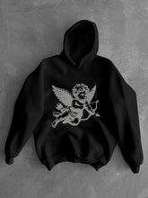 Hearujoy Men's Casual Cupid Angel Print Hoodie - Soft Polyester, Loose Fit, Long Sleeve with Kangaroo Pocket - Ideal for Valentine's Day & Casual Attire, Hoodies for Guys