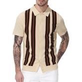 Hearujoy Summer Striped Sweater Men Newest Knit Poloshirt Business Casual Cardigan Tees Streetwear Tshirt Top Ice Silk Fabric Polo Blouse