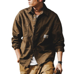 Hearujoy American heavy vintage men shirt Safari Style Long Sleeve Cotton Loose Mens Casual Shirts Spring Autumn High Quality Tops Male