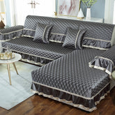 Luxury Solid Color Sofa Sets Cover Thick Sofa Slipcovers L Shaped Sofa Towel Lace Decor Couch Covers for Living Room