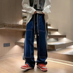 Hearujoy Retro High Street Men's Jeans Hip Hop Side Stripes Wide Leg Loose Trousers Spring Autumn Fashion Trends Denim Pants Streetwear