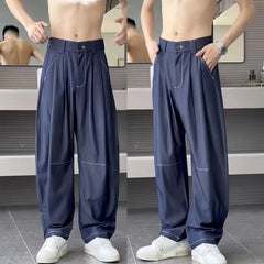 Hearujoy Advanced Hanging Thin Jeans Men Casual Loose Curved Knife Pants Summer Fashion High Street Comfortable Denim Trousers Streetwear