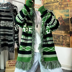 Hearujoy Ethnic Style Knitted Cardigan Men Loose Lazy Tassel Sweater Shawl Autumn Winter Hip Hop Couple Knitting Top Coat Streetwear