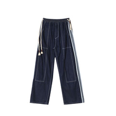 Hearujoy Retro High Street Men's Jeans Hip Hop Side Stripes Wide Leg Loose Trousers Spring Autumn Fashion Trends Denim Pants Streetwear