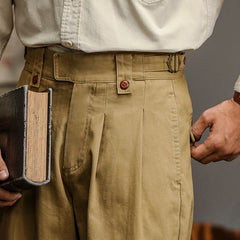 Hearujoy American Vintage Gurkha Trouser For Men British Style Casual Loose Straight Cargo Pants Spring Autumn Fashion Cotton Naples Pant