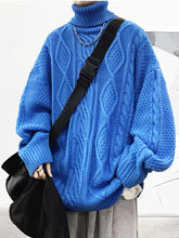 Hearujoy Men'S Fashion Oversized Pullover Sweater, Acrylic 100% High Neck Knit Fabric, Casual Solid Color, Slight Stretch, Regular Fit for Fall/Winter - Teen & Adult, Plus Size