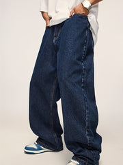 HEARUJOY - Elastic Waist Loose Fit Jeans for Men - Street Wear, Hip-Hop Dance, Jogging, Cycling - Fashionable Wide Leg