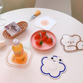 Yickyue Kawaii Bear Egg Acrylic Coaster For Coffee Mugs Glass Cup Mat Cute Original Heat Insulation Anti-skid Mat Kitchen Accessories