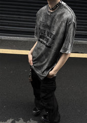 Hearujoy Vintage Oversized Washed Print Short Sleeve Top Unisex