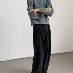 Hearujoy Vintage Distressed Men's Denim Sweatshirt Release High Collar Luxury Design Tops Pullover Autumn Winter Harajuku Unisex Hoodie