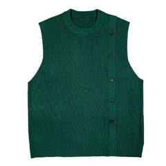 Hearujoy Asymmetric Design Men's knitted Vest Spring and Autumn Sleeveless O-neck Sweater Coat Korean Fashion Tank Tops Male Waistcoat