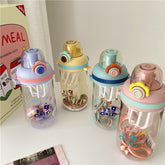 Summer New Colorful Large Capacity 650ml Macarone Girl Heart Student Portable Strap Sports Shake Cup Girl Children's Kettle