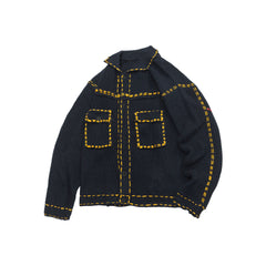 Hearujoy American Jacquard Vintage Knitted Jacket For Men Autumn Winter Turndown Collar Sweater Cardigan Fashion Streetwear Kint Tops