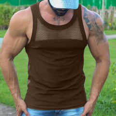 Hearujoy Mens Vest U-neck Chest Mesh Sleeveless T-Shirts Tops Summer Casual Sports Tank Tee Tshirt Clothing For Men Plus Size 5XL