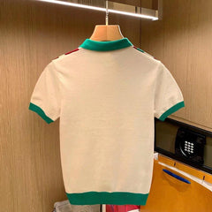 Hearujoy British Style Luxury Men Knitting Polo Shirt Stripe Short Sleeved Lapel Button Men's T Shirts Spring Summer Fashion Slim Tops