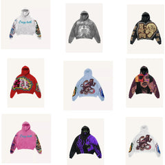 Hearujoy New Street Trend Y2K Skull Gothic Punk Fashion Zipper Lazy Zipper Hoodie
