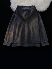 HEARUJOY - Elegant Polyester Men's Casual Cardigan - 1pc Loose-Fit Pullover with Hood, Zipper, Stretch Fabric, Warm Outerwear for Autumn/Winter, Ideal for Outdoor Activities