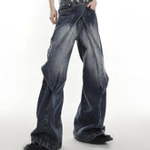 Hearujoy Hip Hop American Vintage Jeans Men Heavy Industry Used Wash Denim Pant Deconstruct Cut Design Variable Flared Trousers Unisex