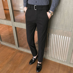 Hearujoy Fashion Vintage Men's Slim Fit Woolen Trousers British Style Business Casual Suit Pants Autumn Winter Korean Thick Warm Pant