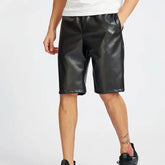 Hearujoy PU Leather Shorts Men's Lightweight Black Red Blue Summer Hip Hop Fashion Elastic Waist Knee Length Pants 9Y6387