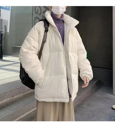 HEARUJOY - Winter Jacket Men Parkas Thicken Warm Coat Stand Collar Oversize Parkas Korean Style Male Padded Coat Warm Jackets Harajuku