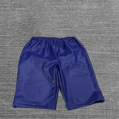 Hearujoy PU Leather Shorts Men's Lightweight Black Red Blue Summer Hip Hop Fashion Elastic Waist Knee Length Pants 9Y6387