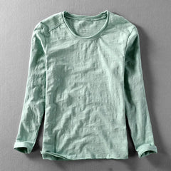 HEARUJOY - Fashionable Bamboo Cotton Long Sleeve Vintage T-shirts Men Casual Thin Tops Tees Comfortable Tshirt Distressed T-shirt