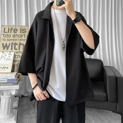 Hearujoy Solid Color Oversized Men's Shirts Harajuku Men Casual Half Sleeve Shirt Tops Cool Summer Streetwear Man Blouse 6 Colors