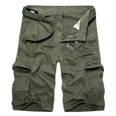 HEARUJOY - Summer Men Khaki Cargo Shorts Men Casual Army Knee Lenght Shorts Male Multi-Pocket Cotton Straight Shorts No Belt 28-40