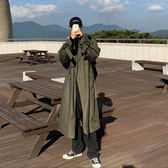 mens fall fashion Autumn and Winter New Men's Mid-Length Trench Coat Korean Handsome Yupi Coat British Style Coat