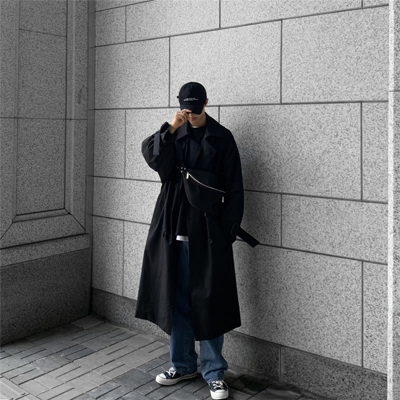 mens fall fashion Autumn and Winter New Men's Mid-Length Trench Coat Korean Handsome Yupi Coat British Style Coat