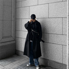 mens fall fashion Autumn and Winter New Men's Mid-Length Trench Coat Korean Handsome Yupi Coat British Style Coat