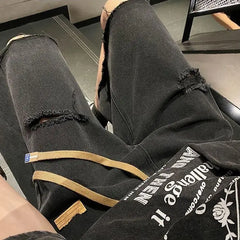 HEARUJOY - Men's New Style Spliced button Zipper Pockets Fashionable Loose Versatile Casual Denim Shorts