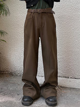 HEARUJOY - Spring Autumn Outdoor Casual Trousers Mens Vintage Solid Color Loose Flared Pants Streetwear Men Stylish Wide Leg Trousers