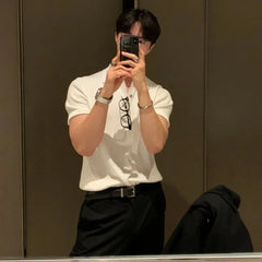 HEARUJOY - Lapel Polo Shirt Short-sleeved Men's Trendy Brand Loose Casual Summer Thin Solid Color Knitted Sweater T-shirt Base Shirt