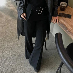 Hearujoy French-style Belted Suit Pants Men's Summer New High-definition Mopping Trousers High Street Straight Tube Micro-flared Trousers