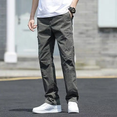 HEARUJOY - Casual Men's Straight-leg Pants Loose New Versatile Sports Multi-pocket Pants