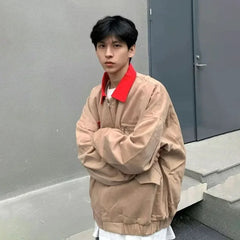 HEARUJOY - Retro Purple Spring Jackets Men Women Bomber Spring Autumn Loose Harajuku Varsity Coats Zip Up Street Unisex Hip Hop Outwear New