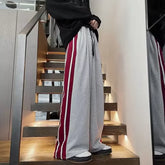 HEARUJOY - Wide Leg Casual Pants Full Length Pant Men Pockets Striped Drawstring Spliced Casual Spring Sports 2025 New Patchwork Loose