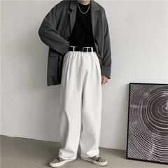 HEARUJOY - Baggy Jeans Men Oversized Casual Wide Leg Jeans Men Streetwear Korean Loose Straight White Jeans Mens Denim Trousers S-3XL