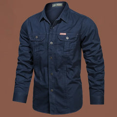 HEARUJOY - Long Sleeve Men's Shirt Spring American Trend Vintage Press Free Workwear Loose Versatile Handsome New Style Casual Shirt